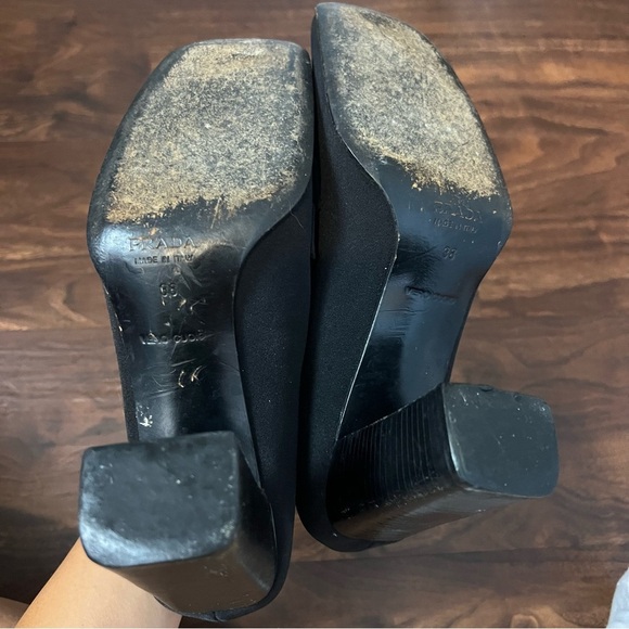 Prada Vintage Black Leather Heeled Loafer - Picture 7 of 8